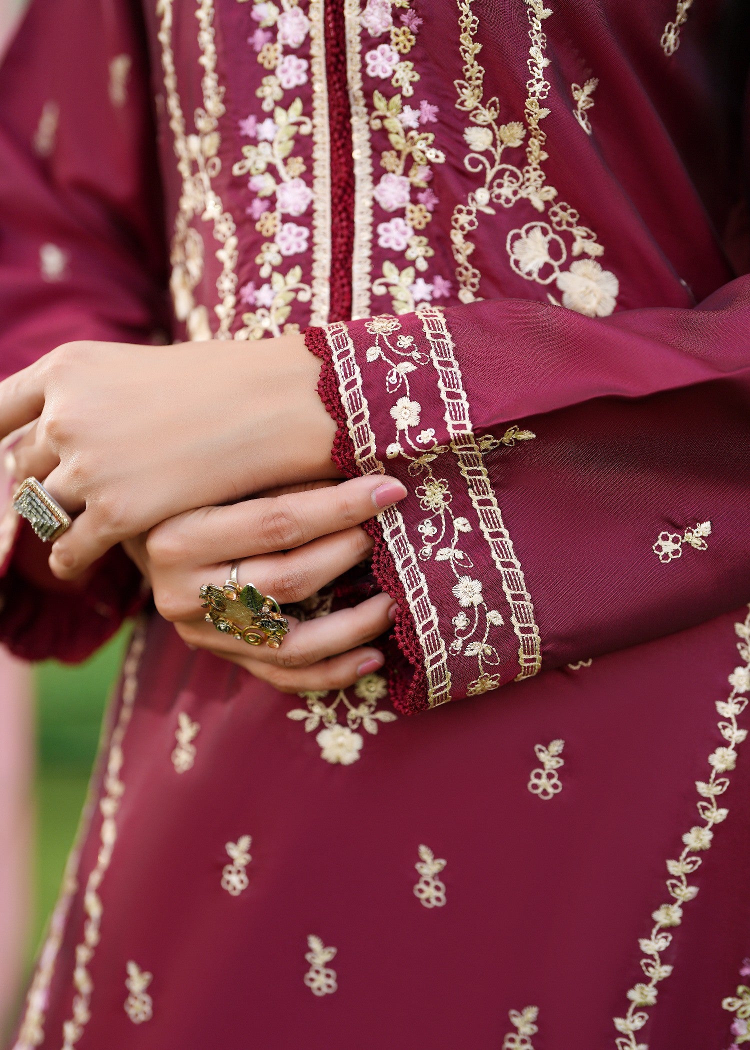 kattan silk Kaftan in Ruby red