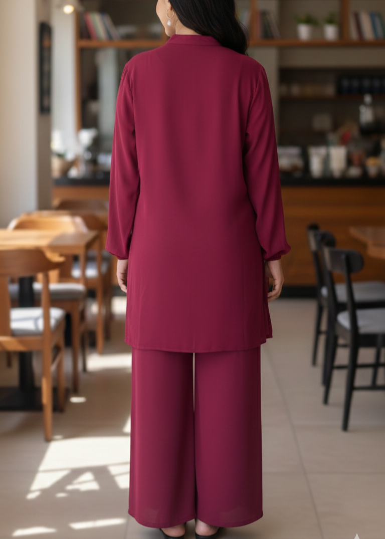 georgette Co ord Sets in Maroon