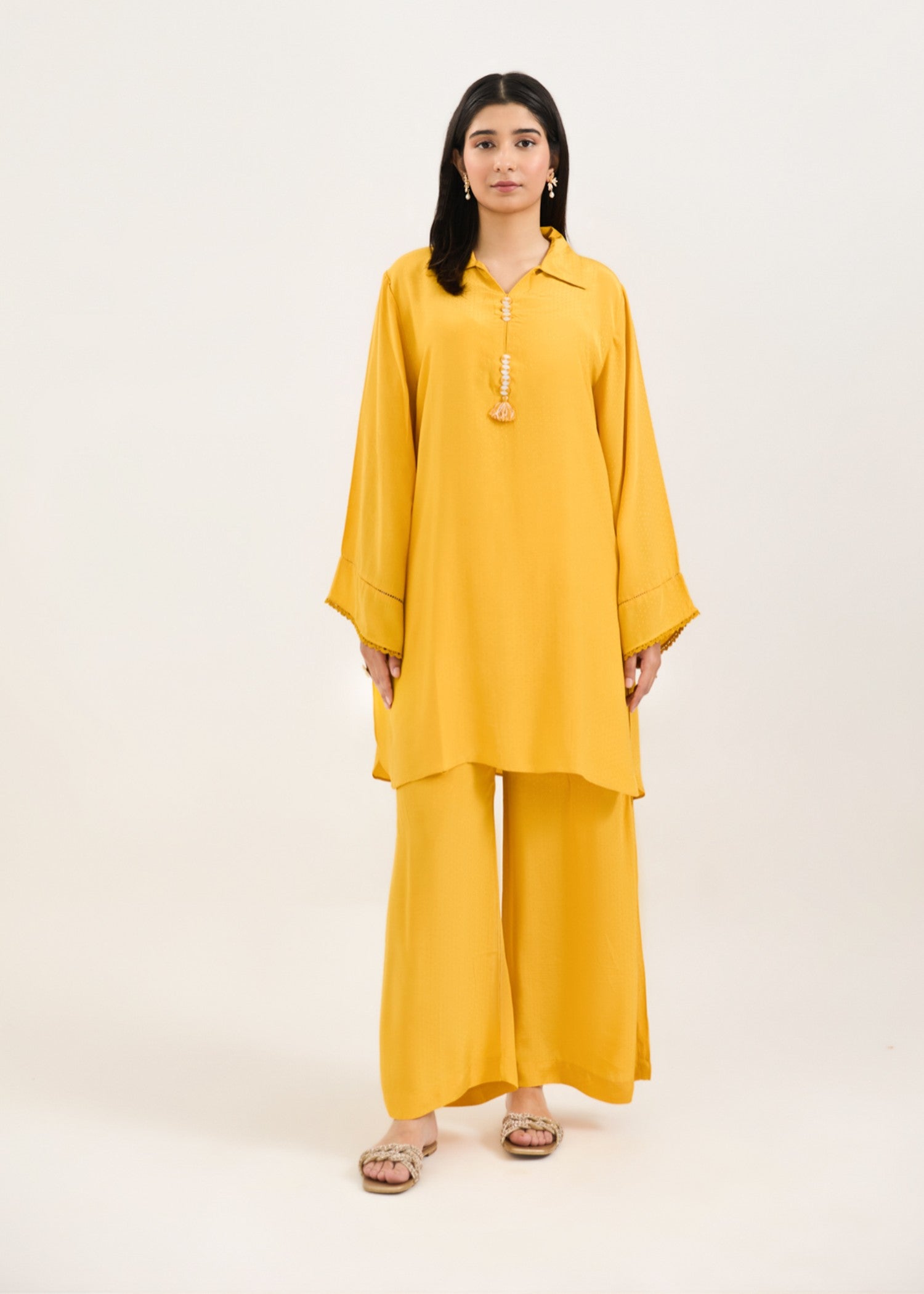 silk Co Ord Sets in School bus yellow