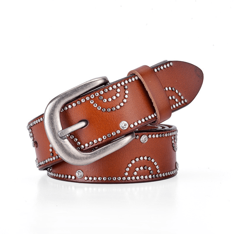 Girly Pants Belt with Rhinestone Inlaid Alloy Pin Buckle
