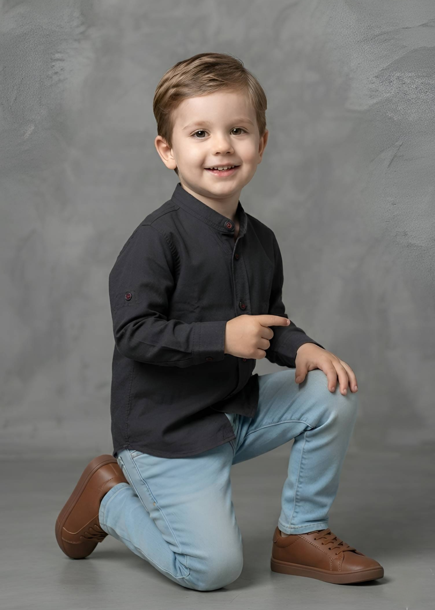 cotton Casual Shirt in Charcoal