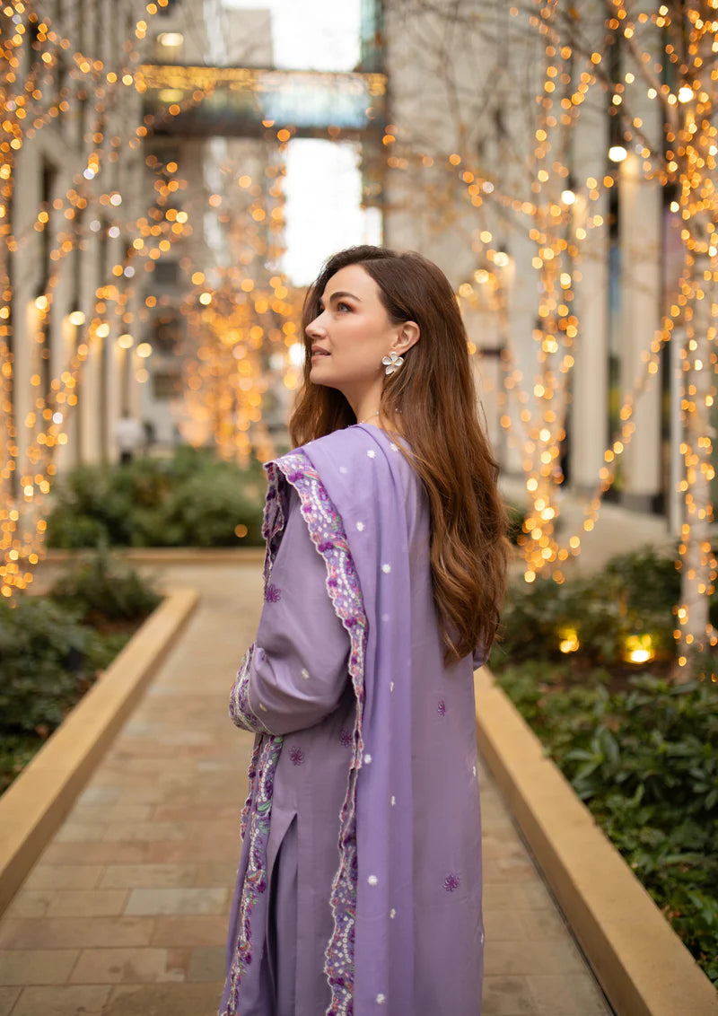 lawn cotton Kurta Set in Lavender grey