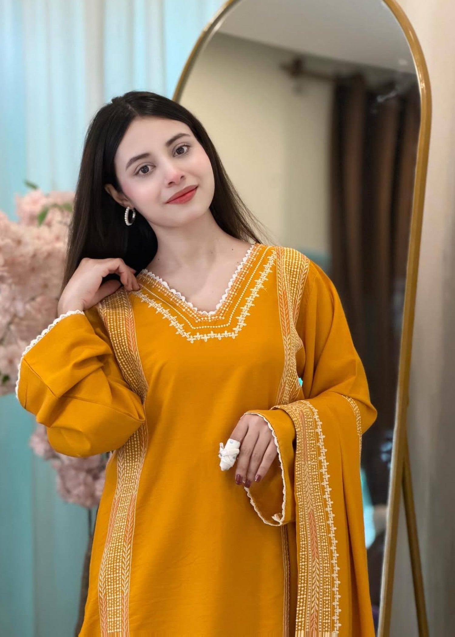 linen Kurta Set in Sunflower