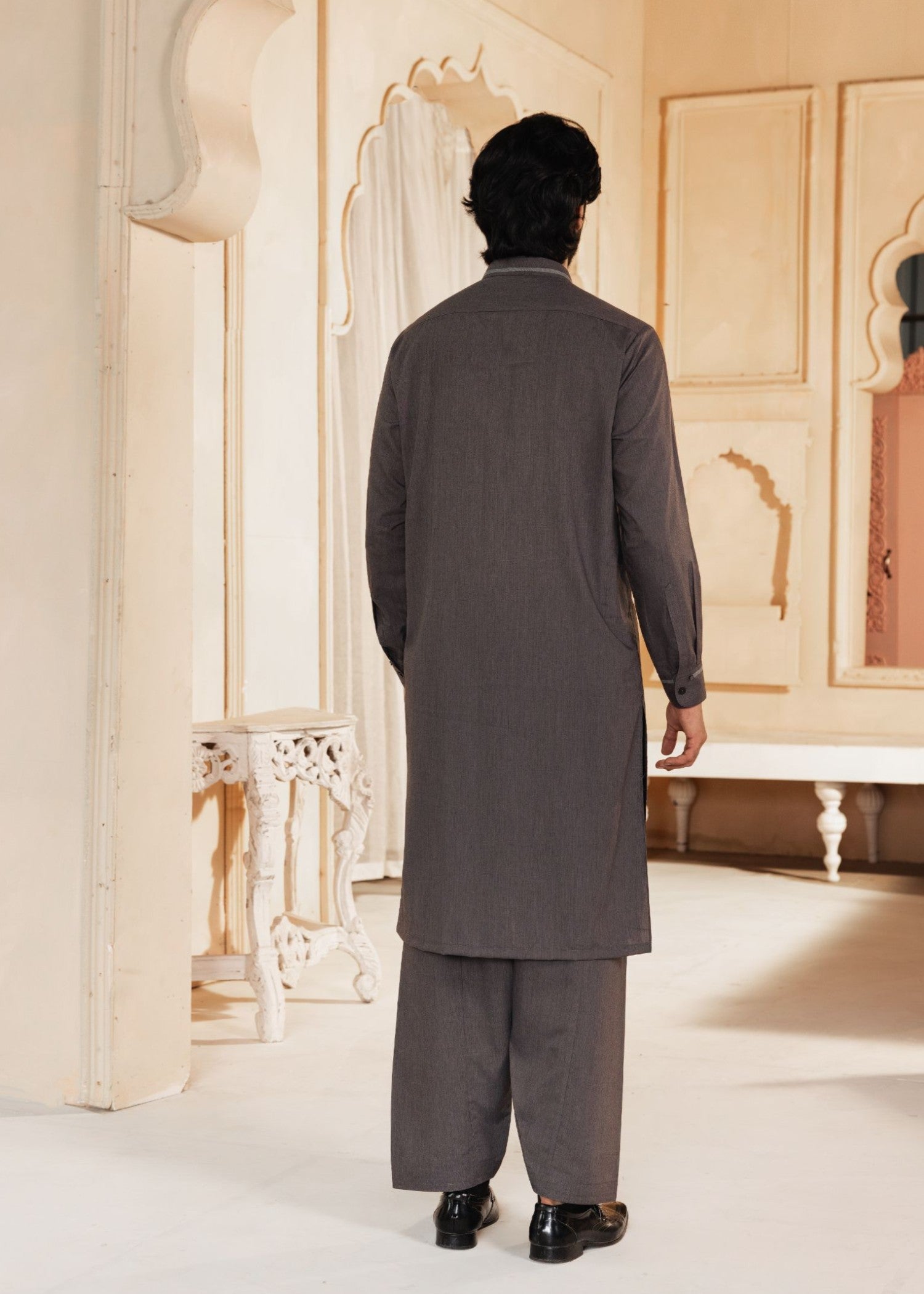 wash & wear Shalwar Kameez in Charcoal