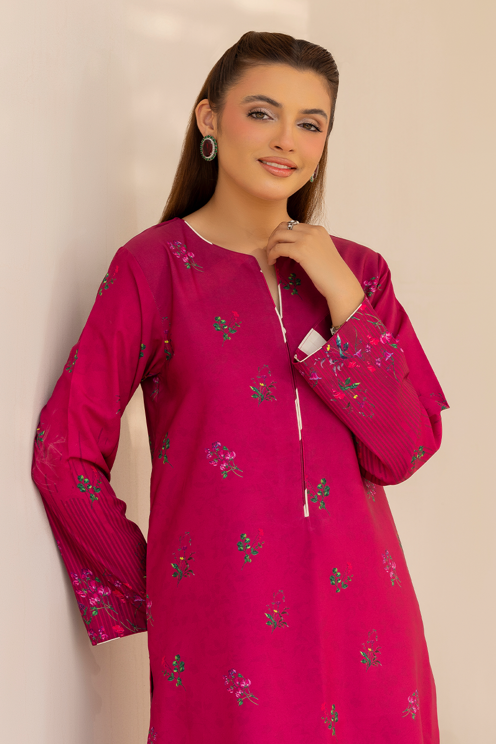 crepe Kurta Set in Pink