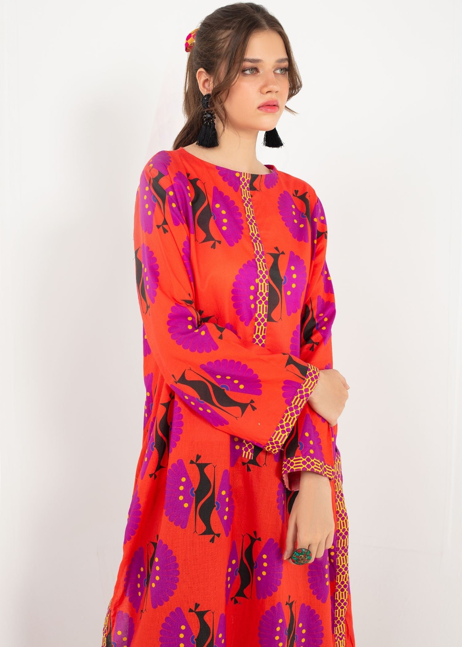 cambric Kurti in Orange