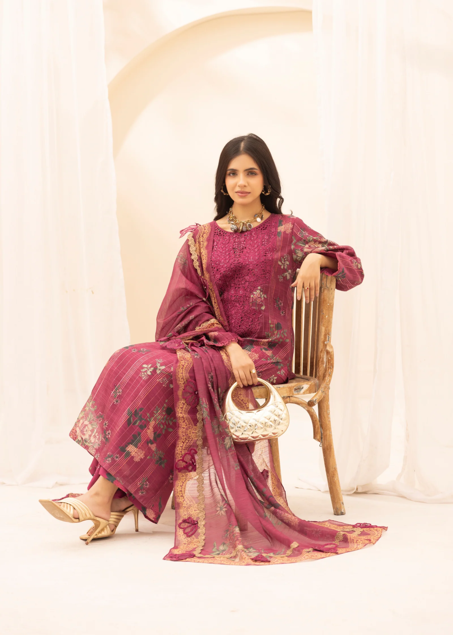manaar Kurta Set in Zinnia pink