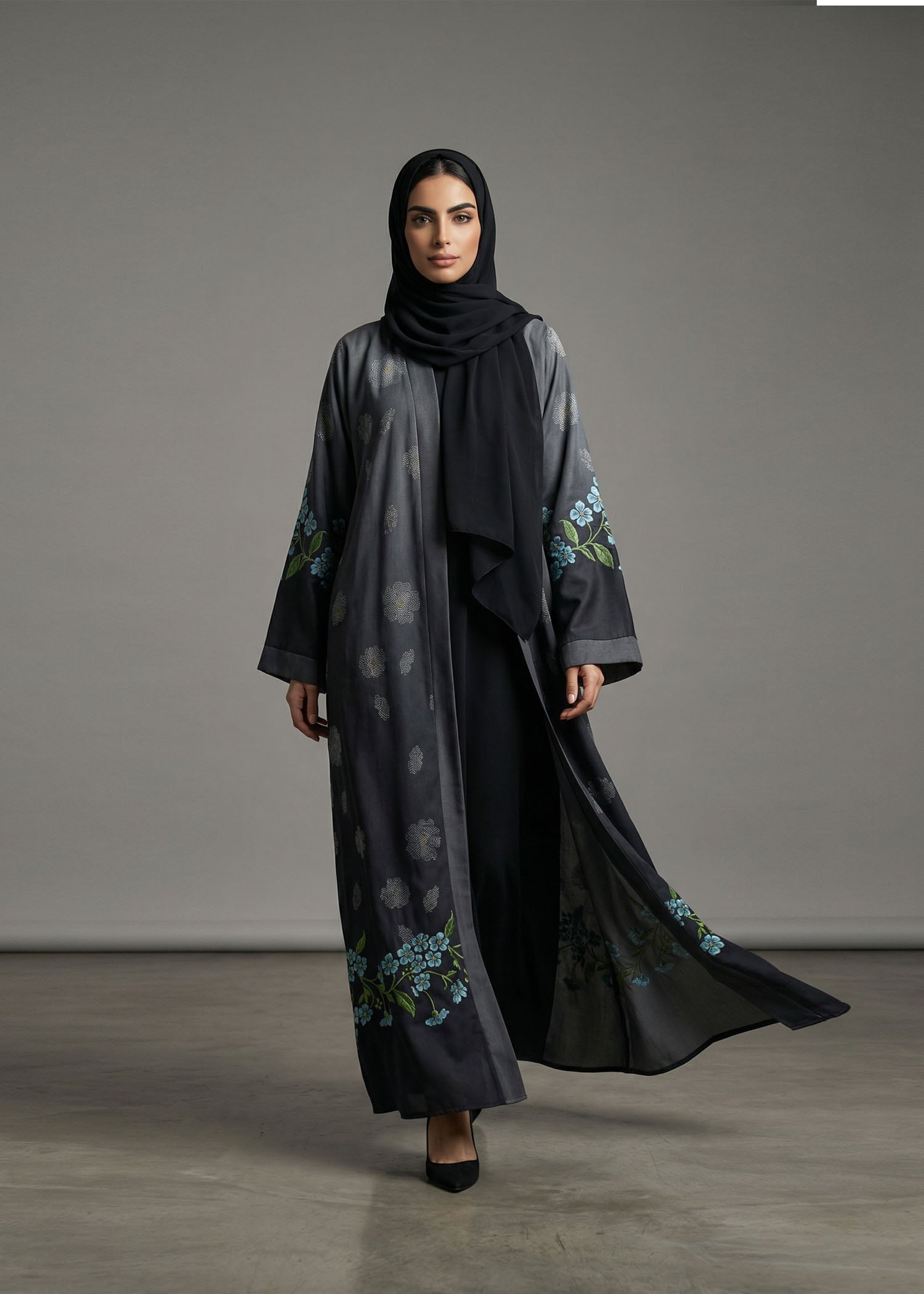 silk Abaya in Grey