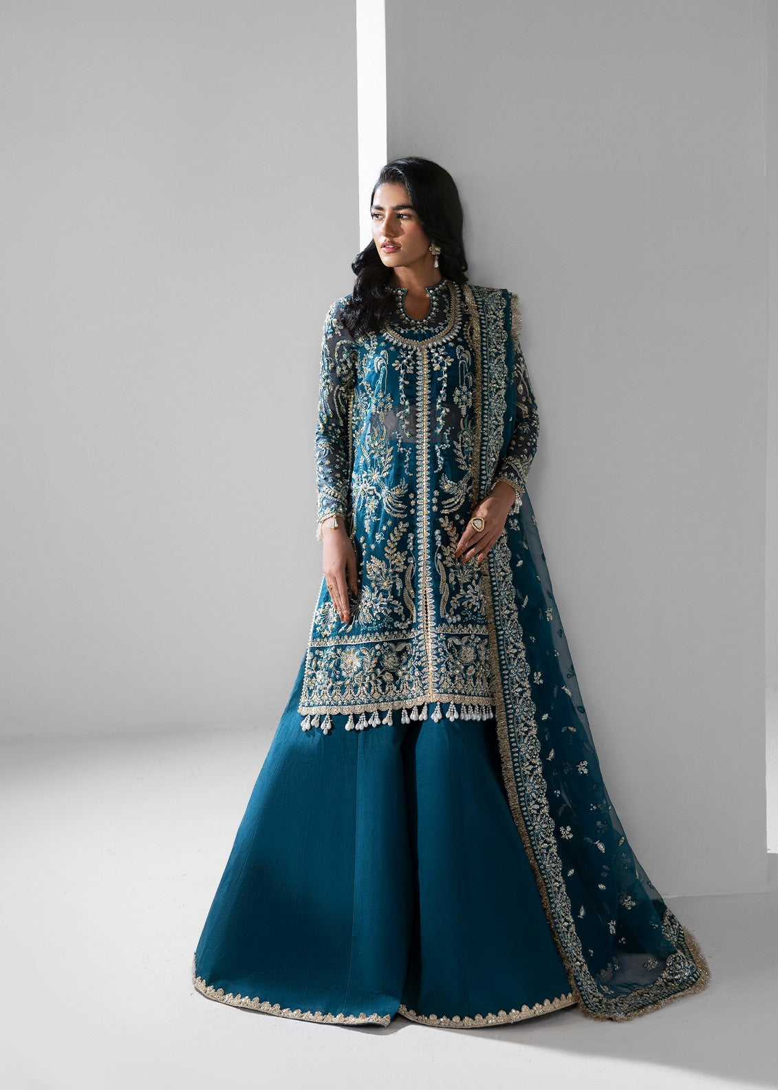 organza Unstitched in Teal