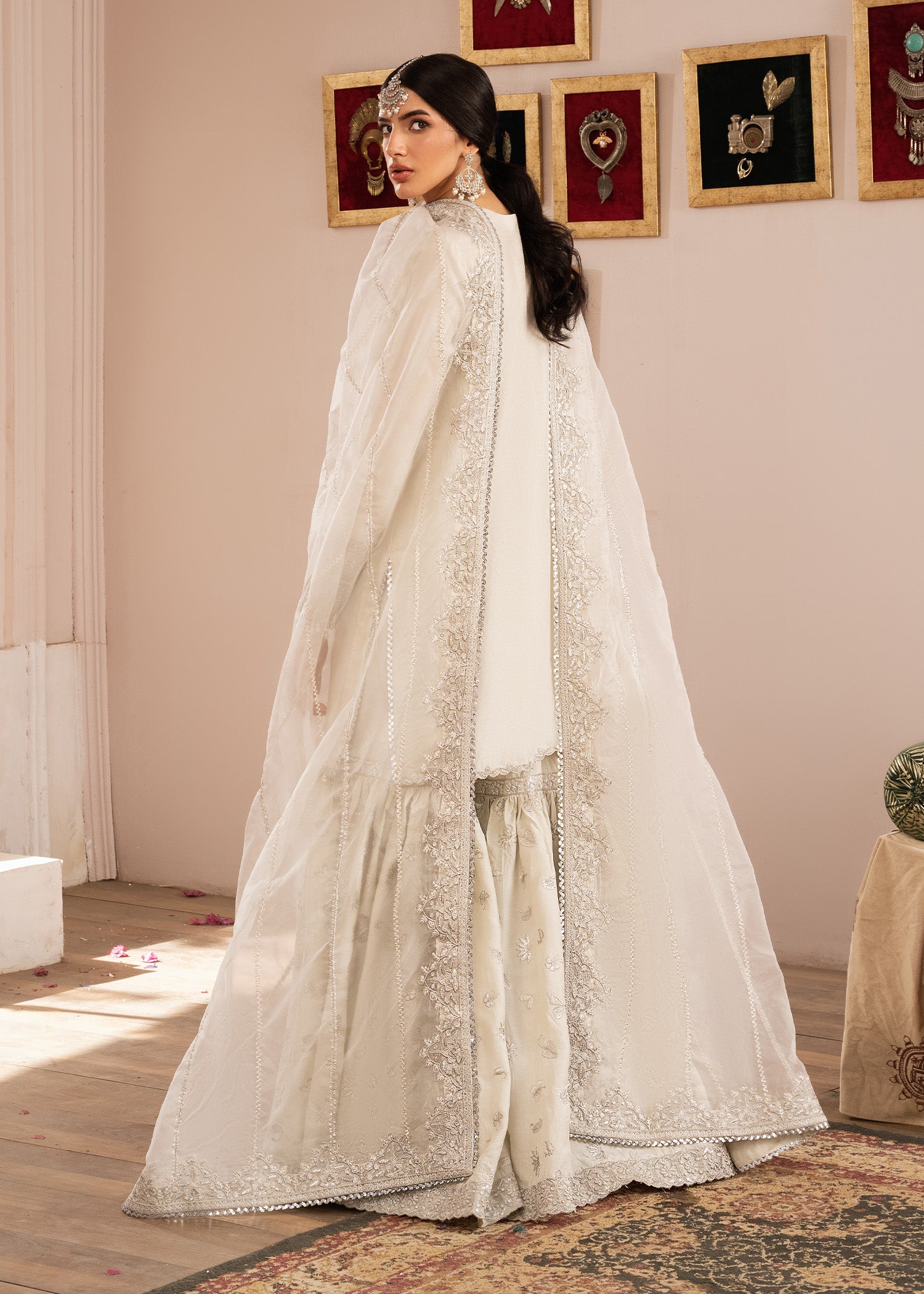 pk raw silk Gharara in Off-white