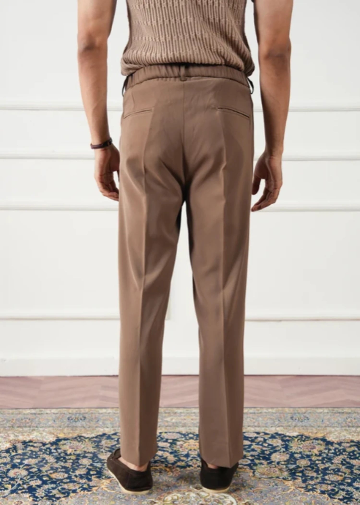 polyester Pants in Camel brown
