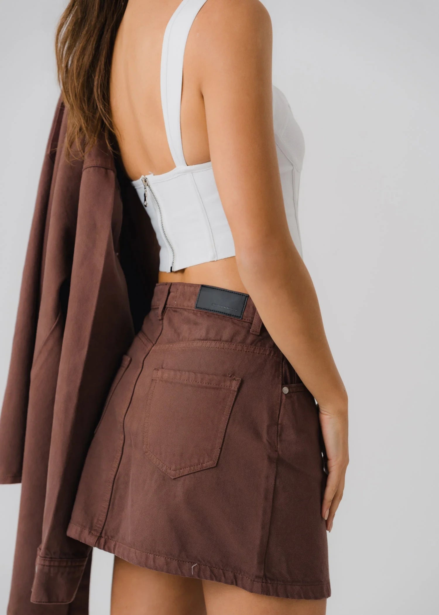 cotton Skirt in Brown