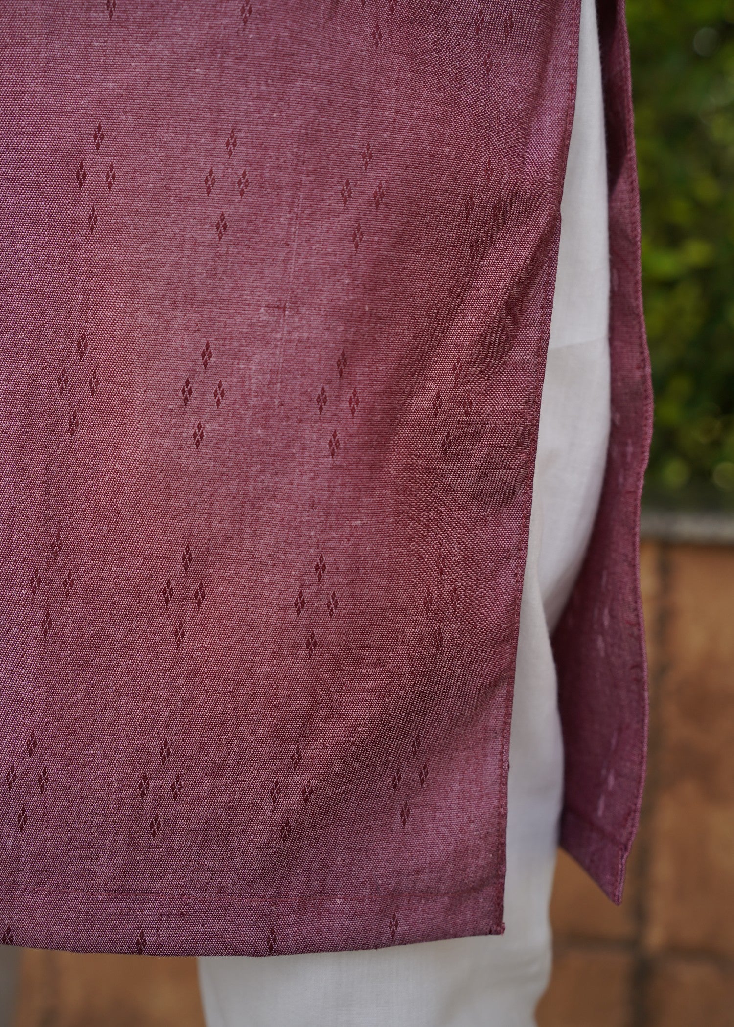cotton jacquard Kurta in Purple taupe