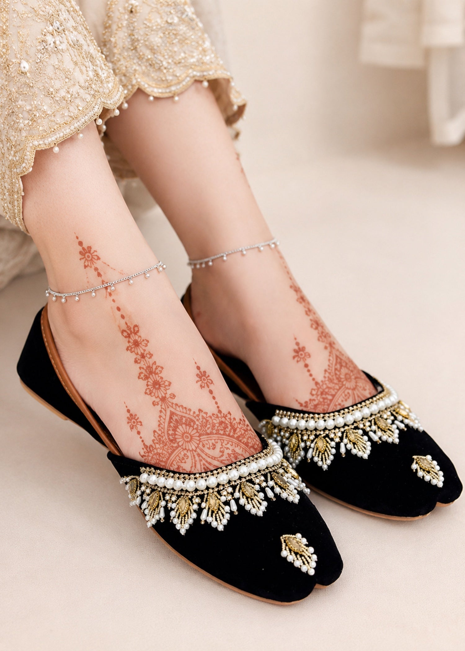 Khussa in Black by - High Quality Women Khussa DEQ1399