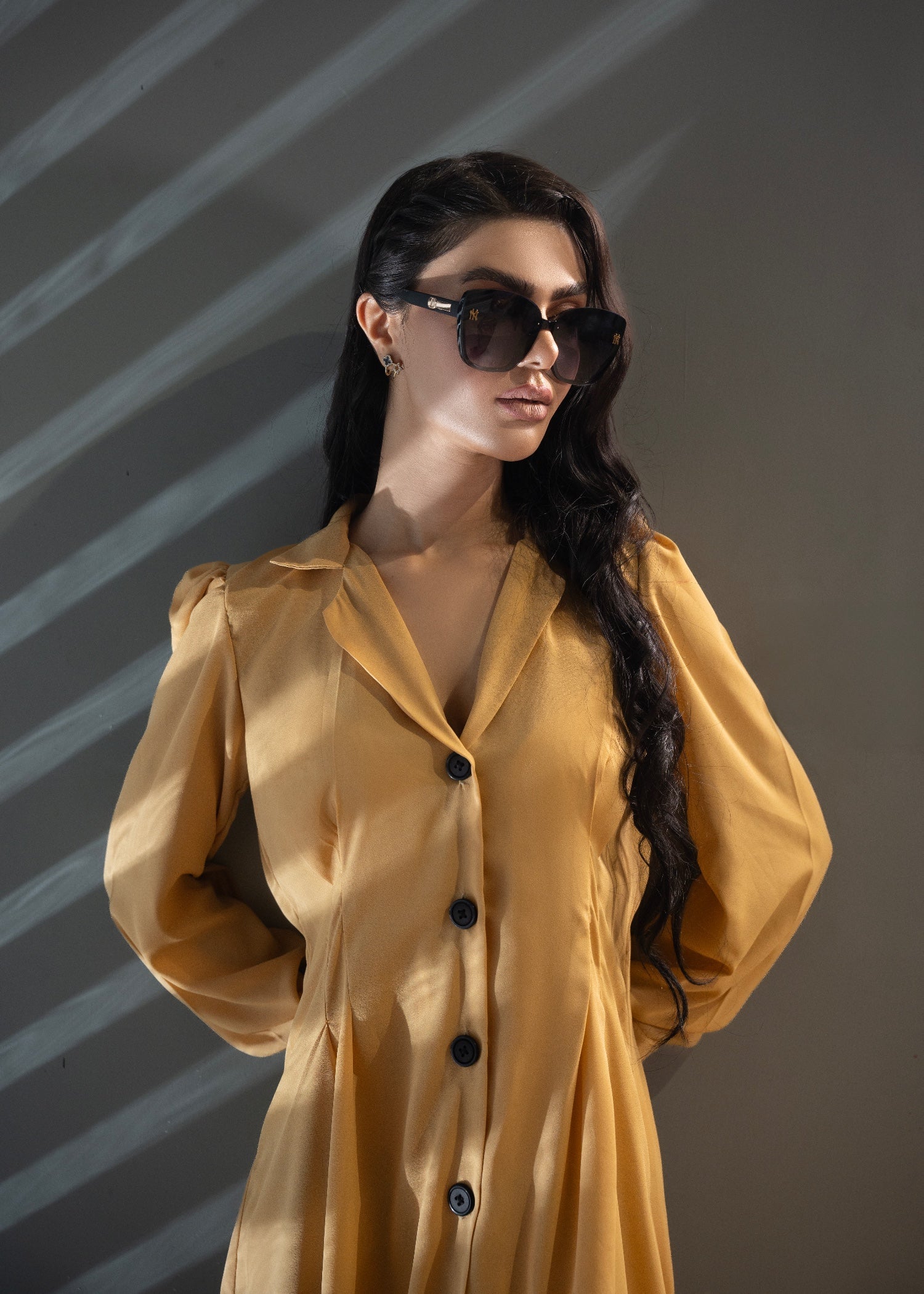 crepe georgette Dress in Butter