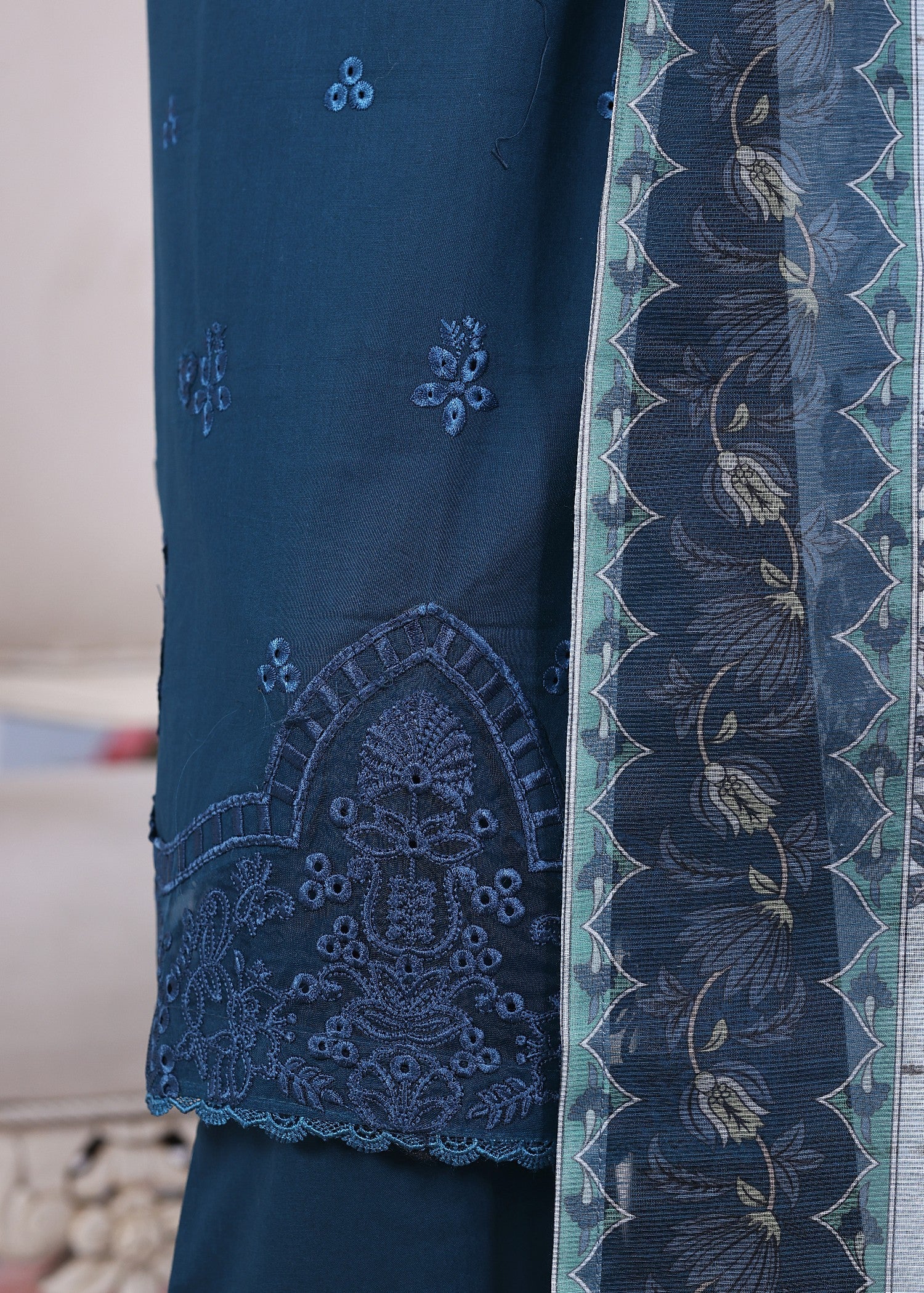 cotton Kurta Set in Yale blue