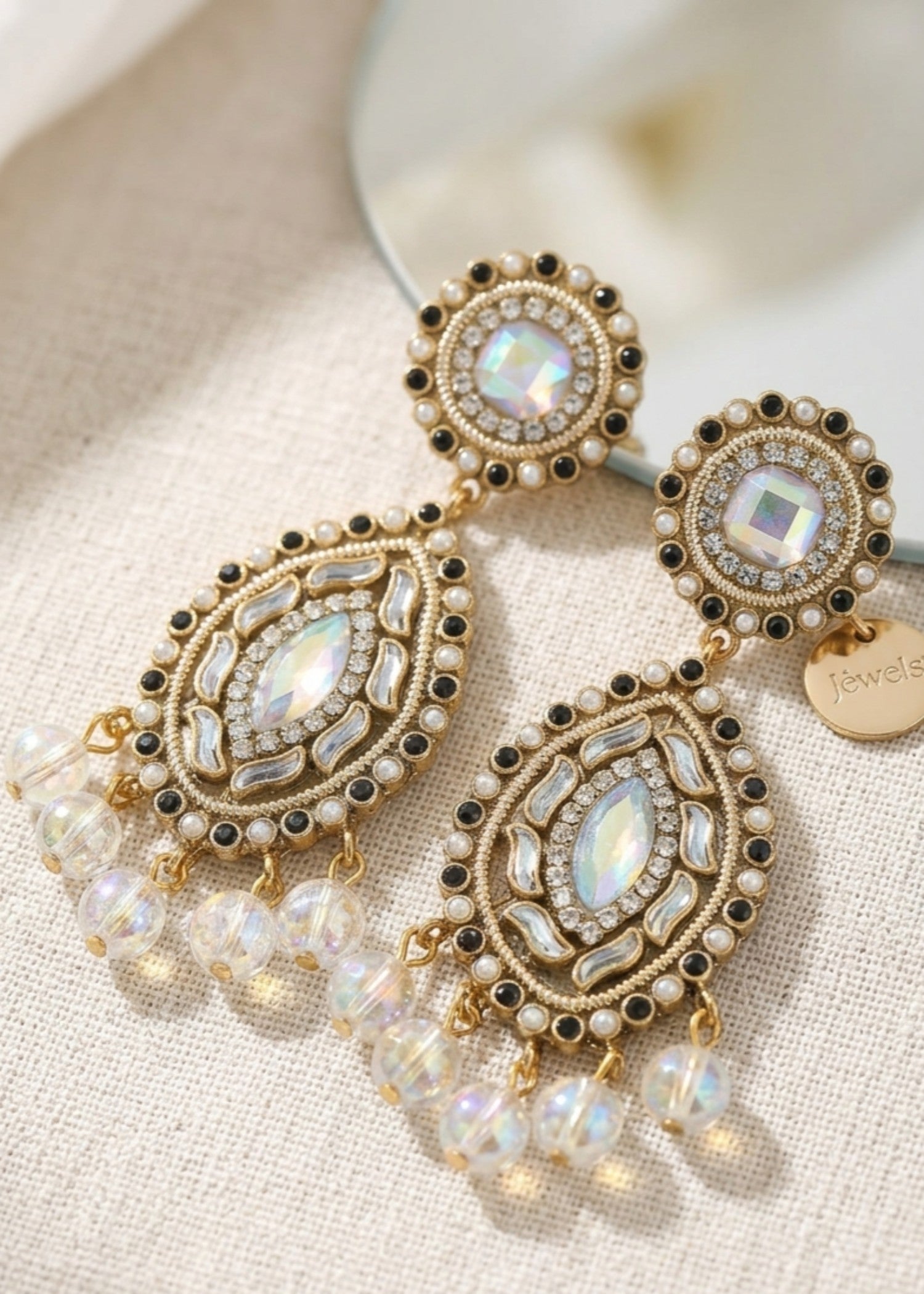 Earrings in White, black, multi Color by - Trendy Women Earrings RIM7429
