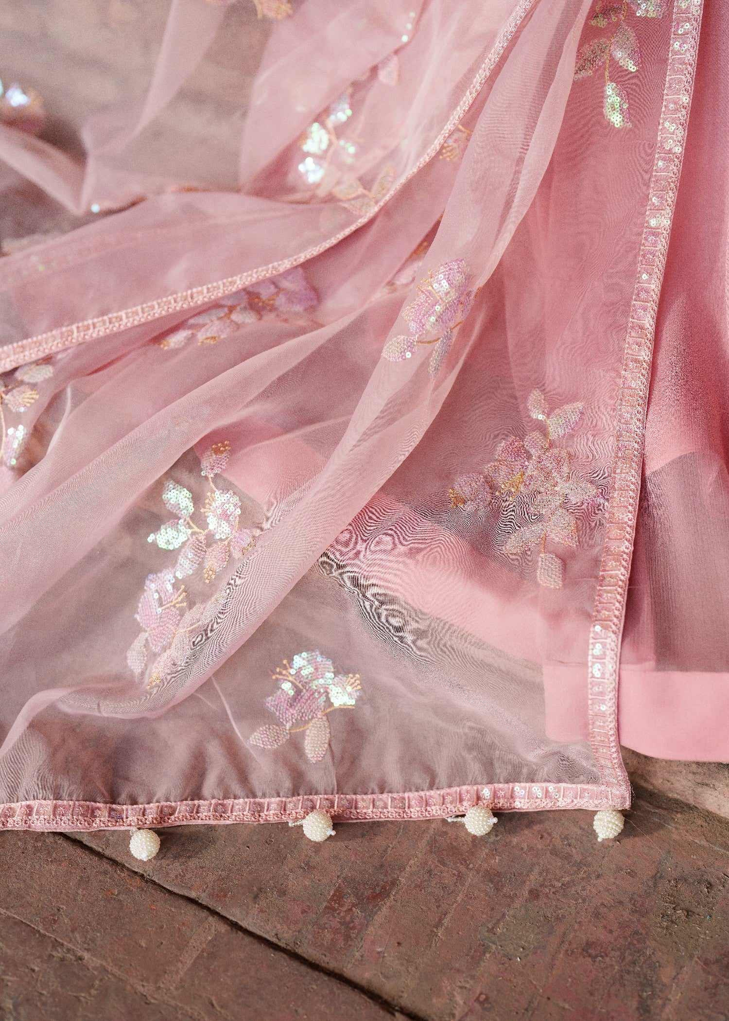 crinkle chiffon Maxi in Tea rose pink