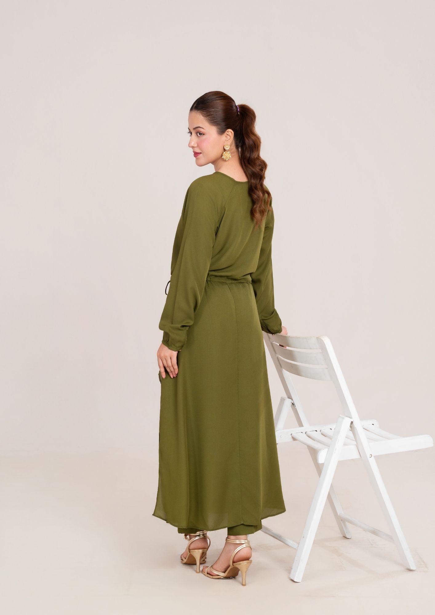 georgette Dress in Olive green