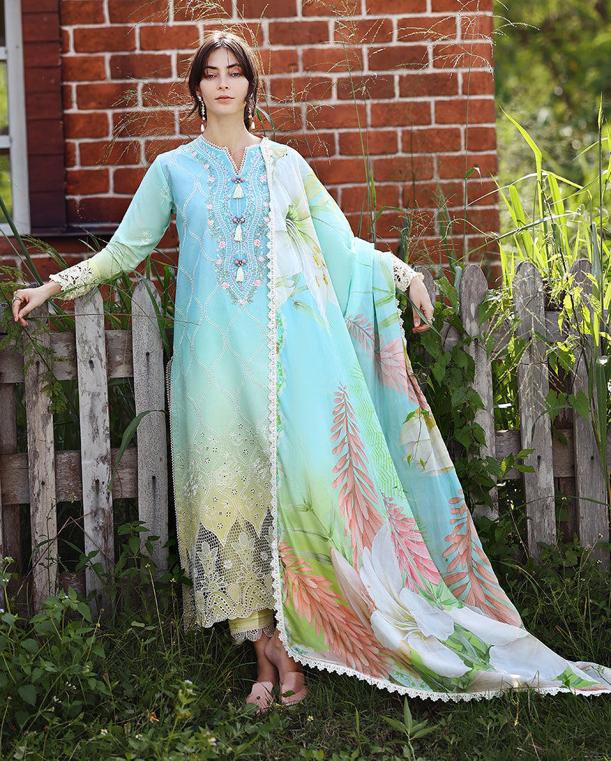 Solace Ombre Chikankari Lawn – Ethereal Pause