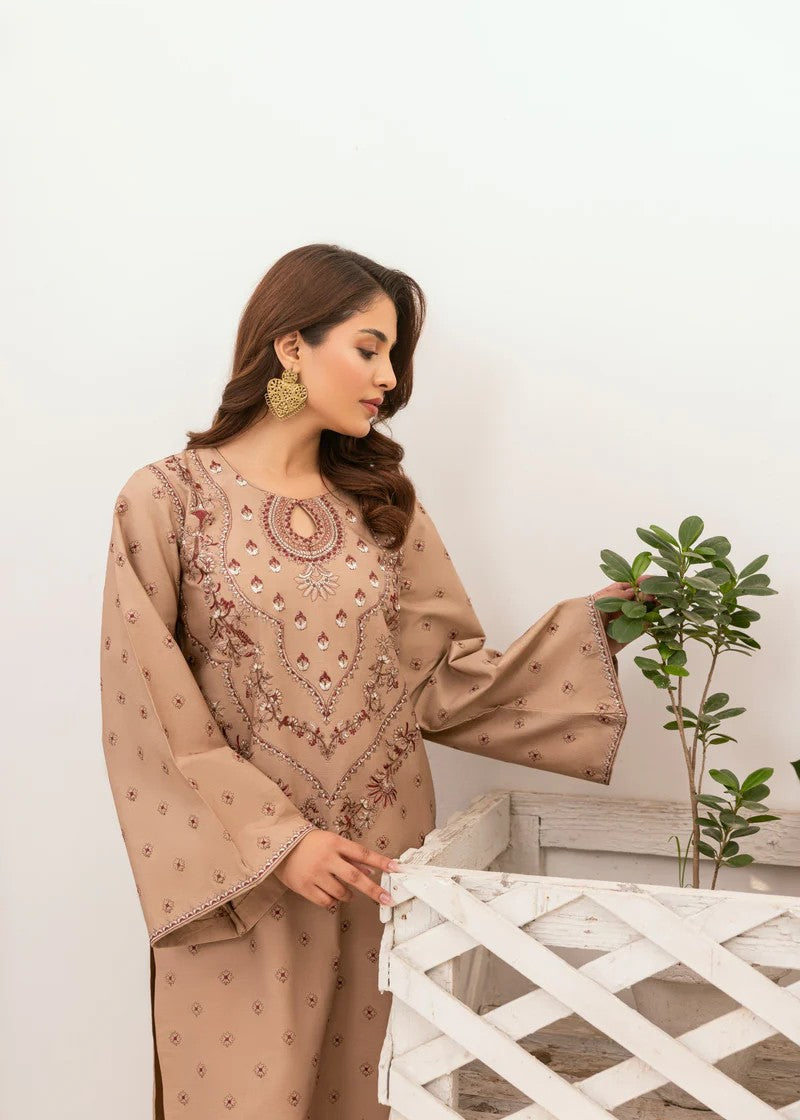 poplin Kurta Set in Brown