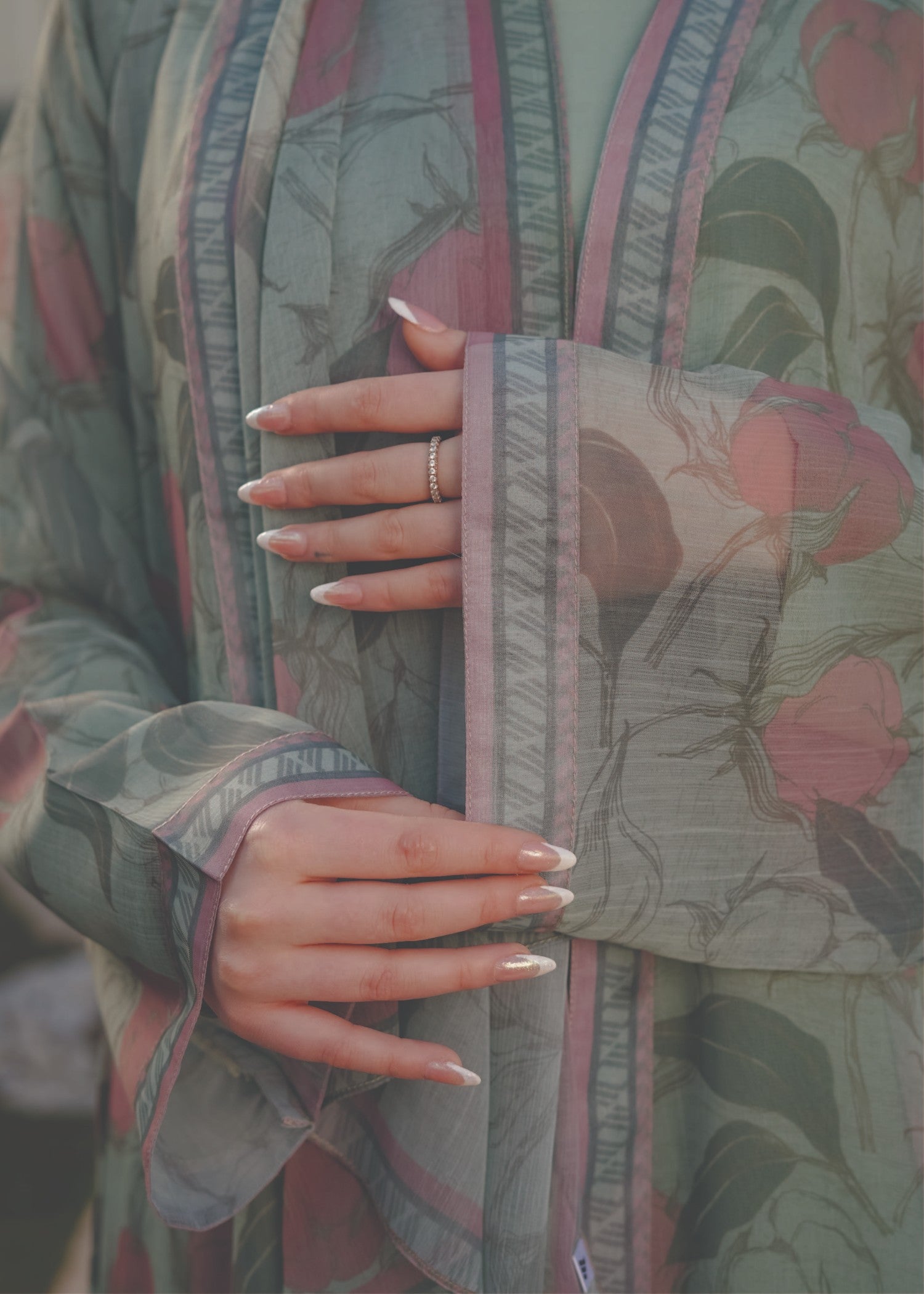 chiffon Abaya in Sage green