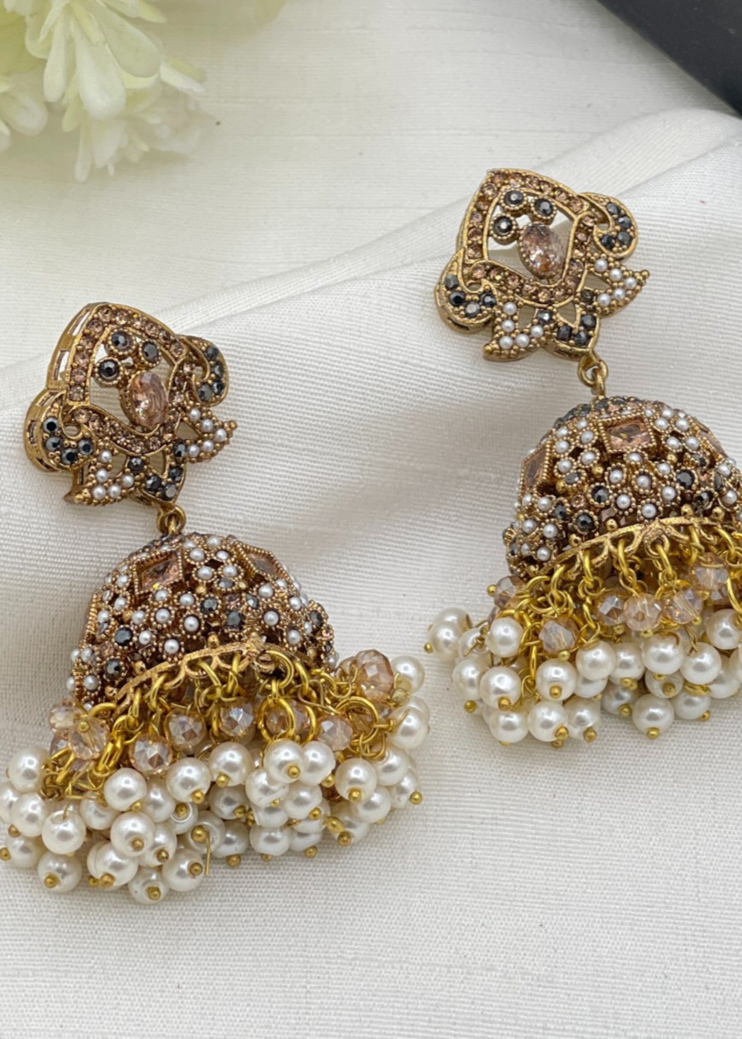 Earrings in Champagne, pearl white Color by - Trendy Women Earrings JWS6962