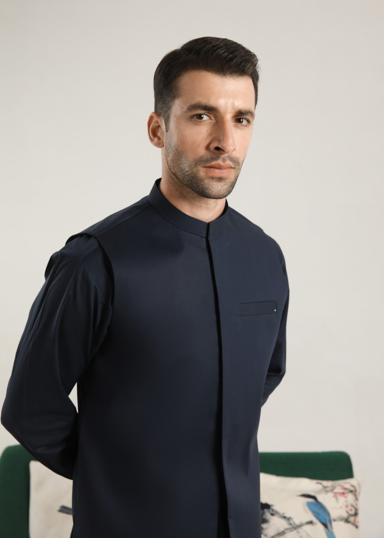 cotton Waistcoat in Navy blue