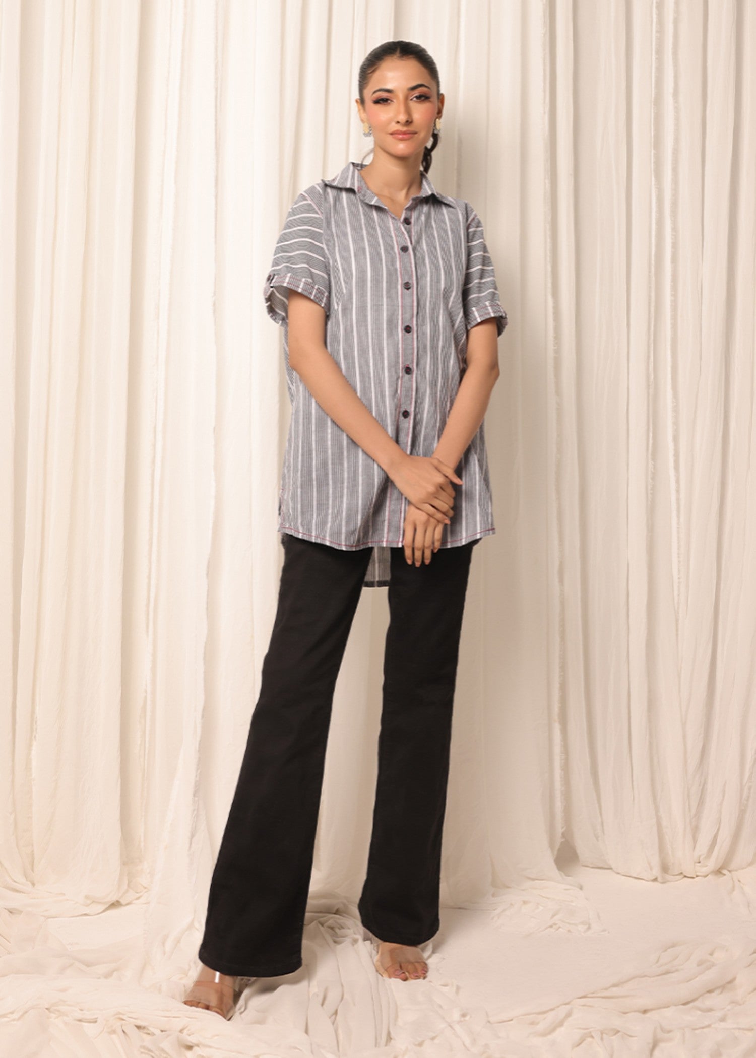 yarn dyed Kurti in Black