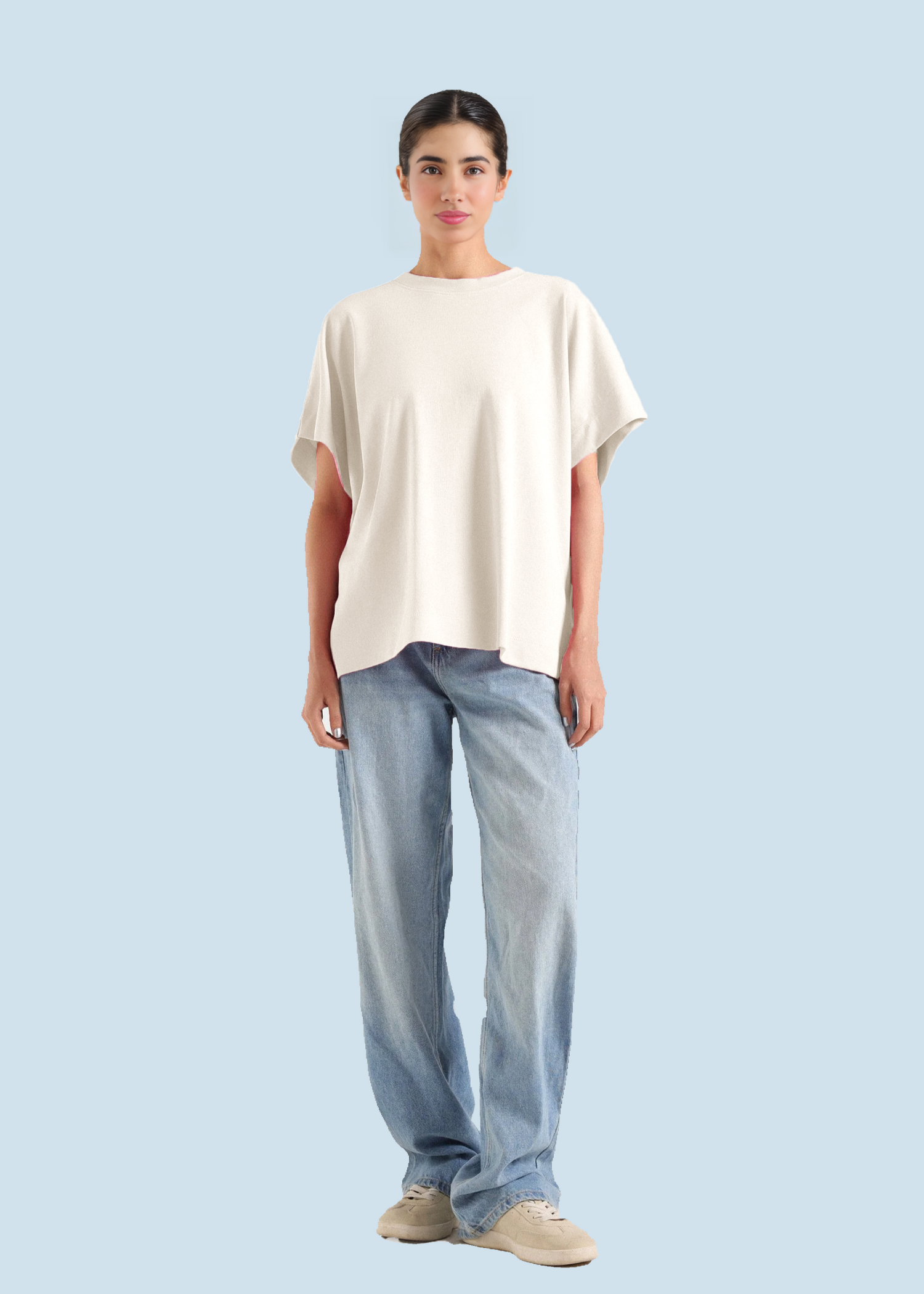 single jersey knit T Shirt in Off-white