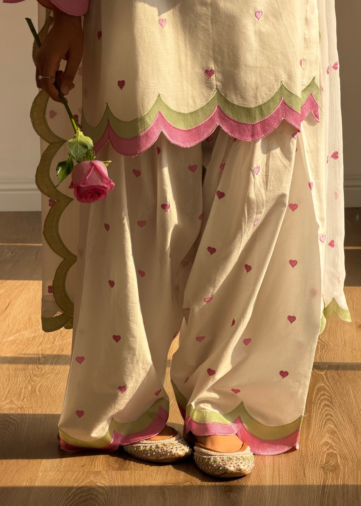 cotton Kurta Set in Off-white