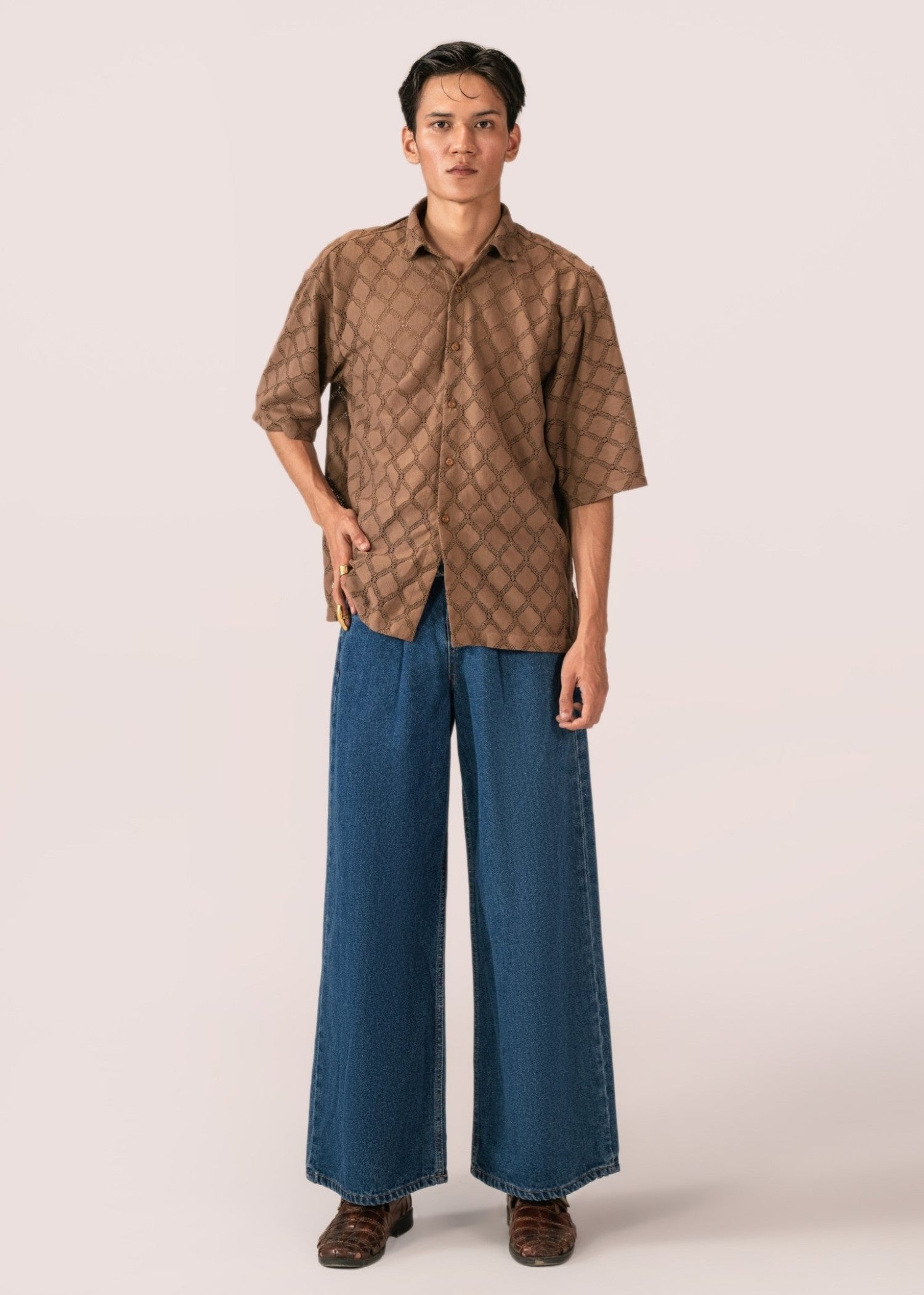 cotton Casual Shirt in Hazelwood brown