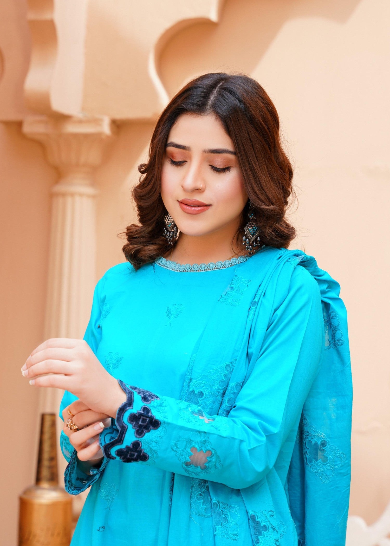 lawn cotton Unstitched in Turquoise