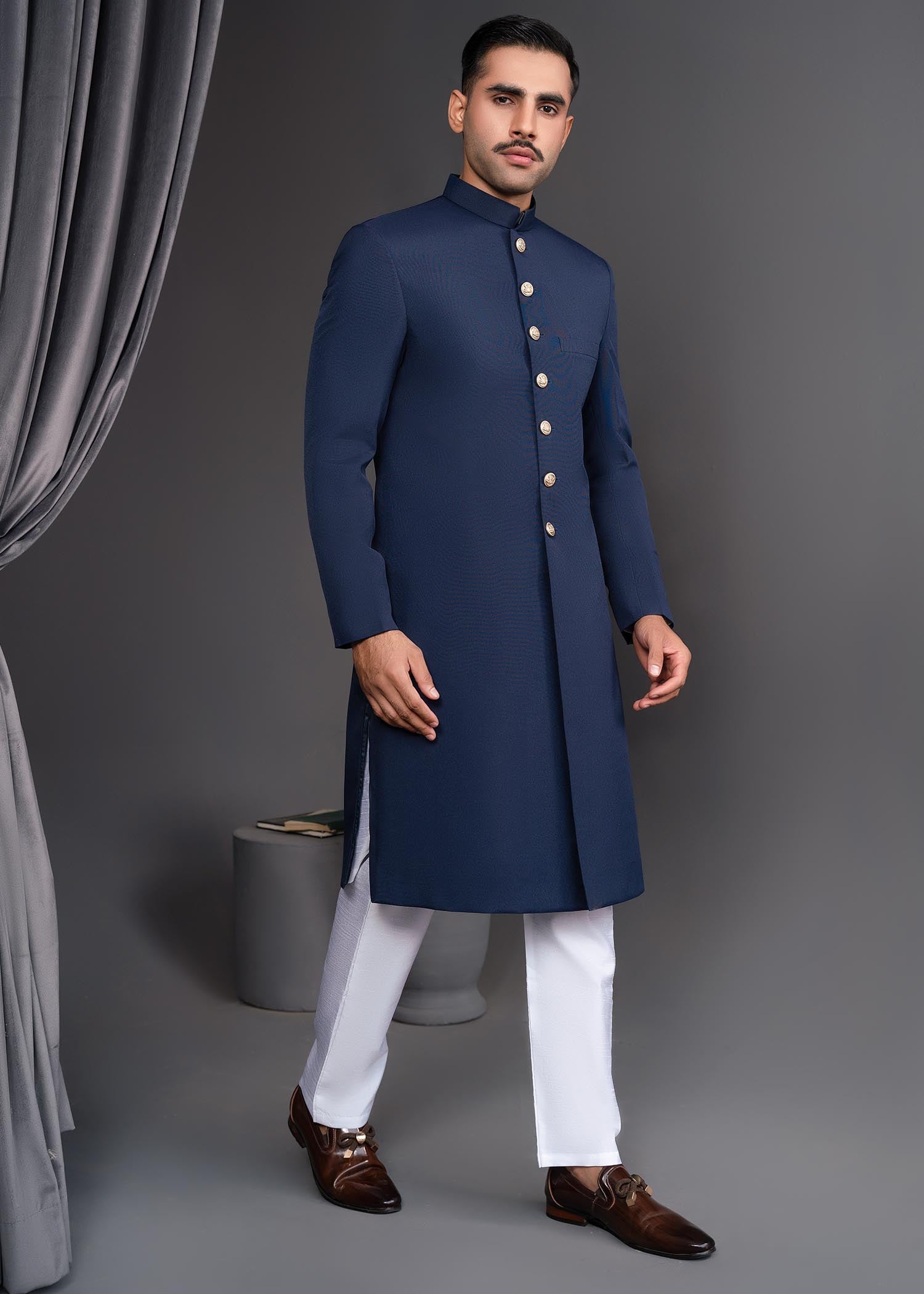 terry Sherwani in Blue by Dress Designers