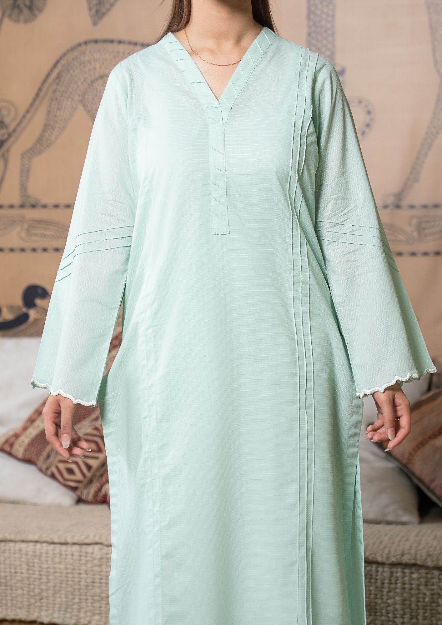lawn cotton Co Ord Sets in Mint green