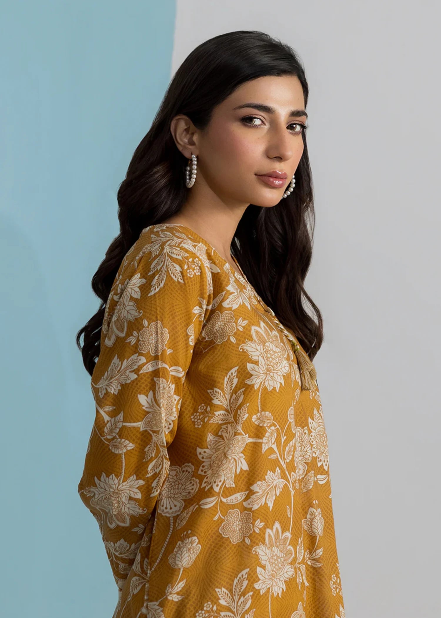 lawn Kurta Set in Mustard