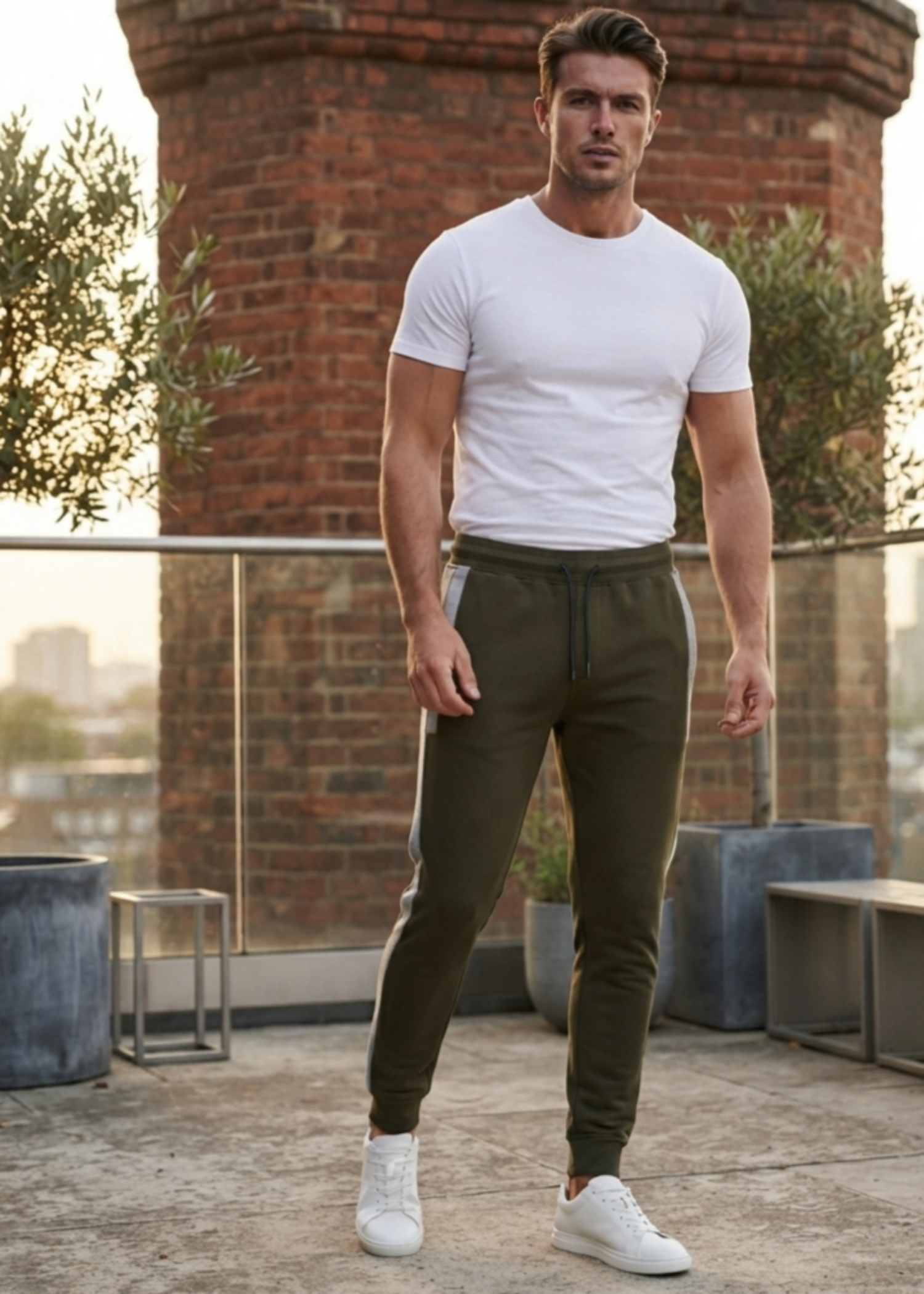 cotton Jogger Pants in Army green