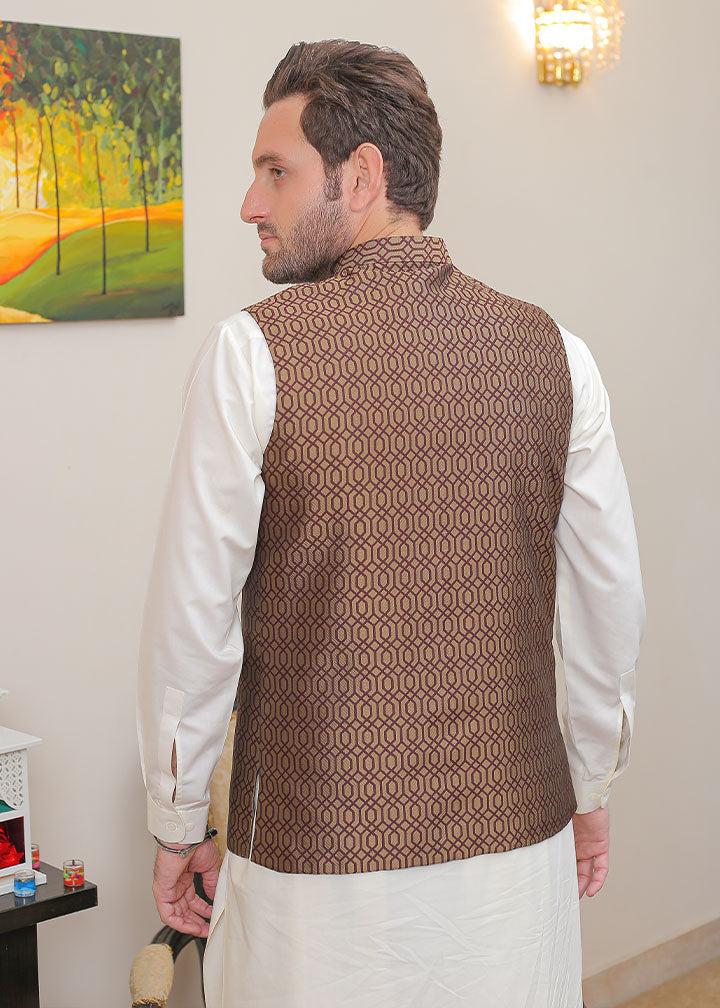 jamawar Waistcoat in Bronze orange