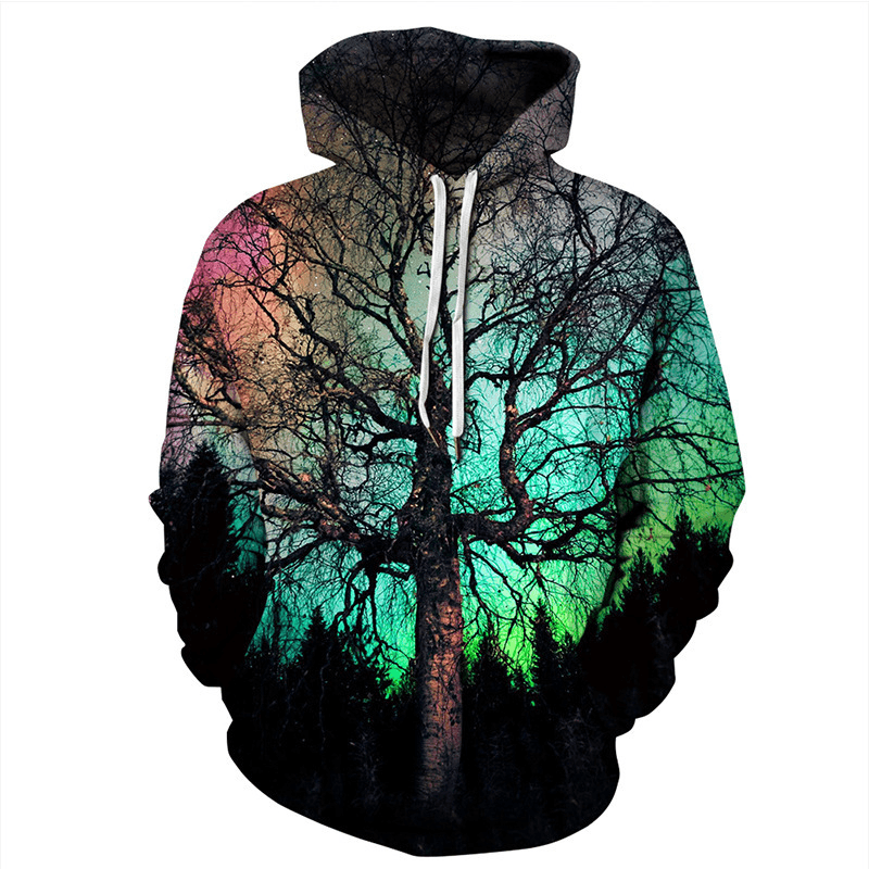 Factory Direct 3D Digital Printing Landscape Painting Cover Cap Loose Vouple''S Sweater Autumn and Winter Chaozhou Leisure Wear