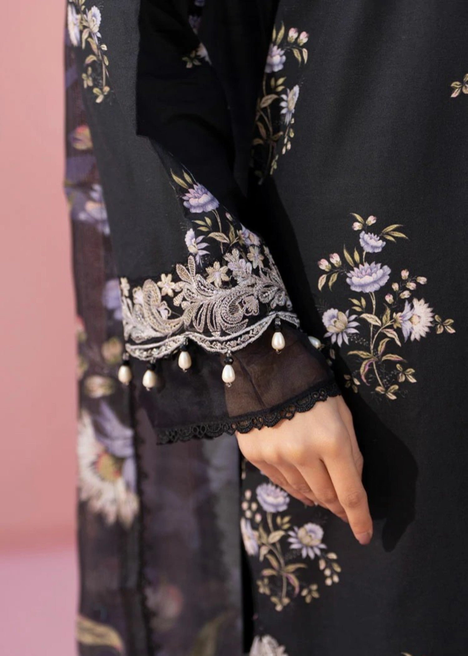 cambric Kurta Set in Black