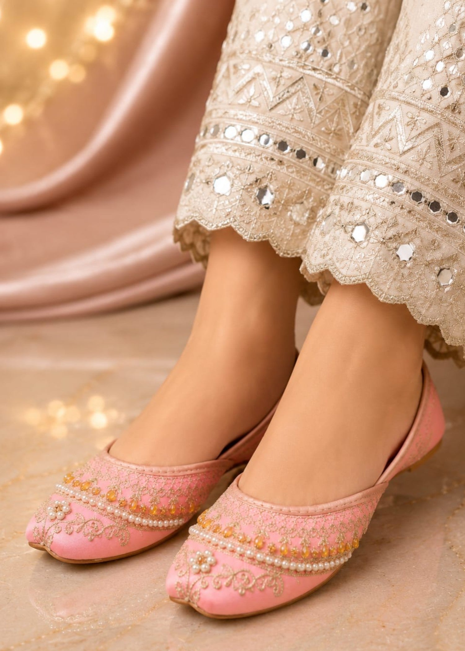 Khussa in Carnation pink by - High Quality Women Khussa JVU5142