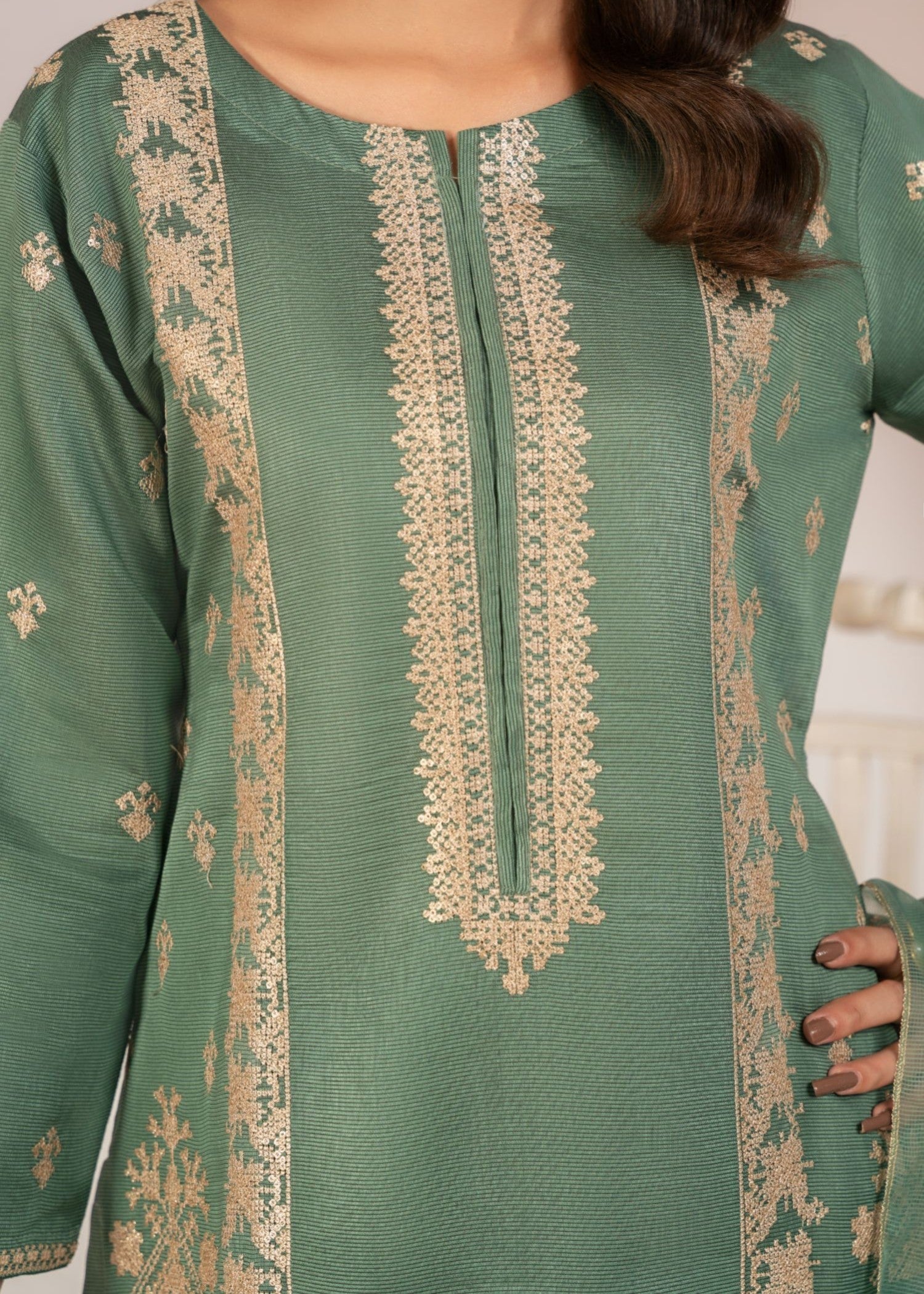 cotton masuri Kurta Set in Sea green