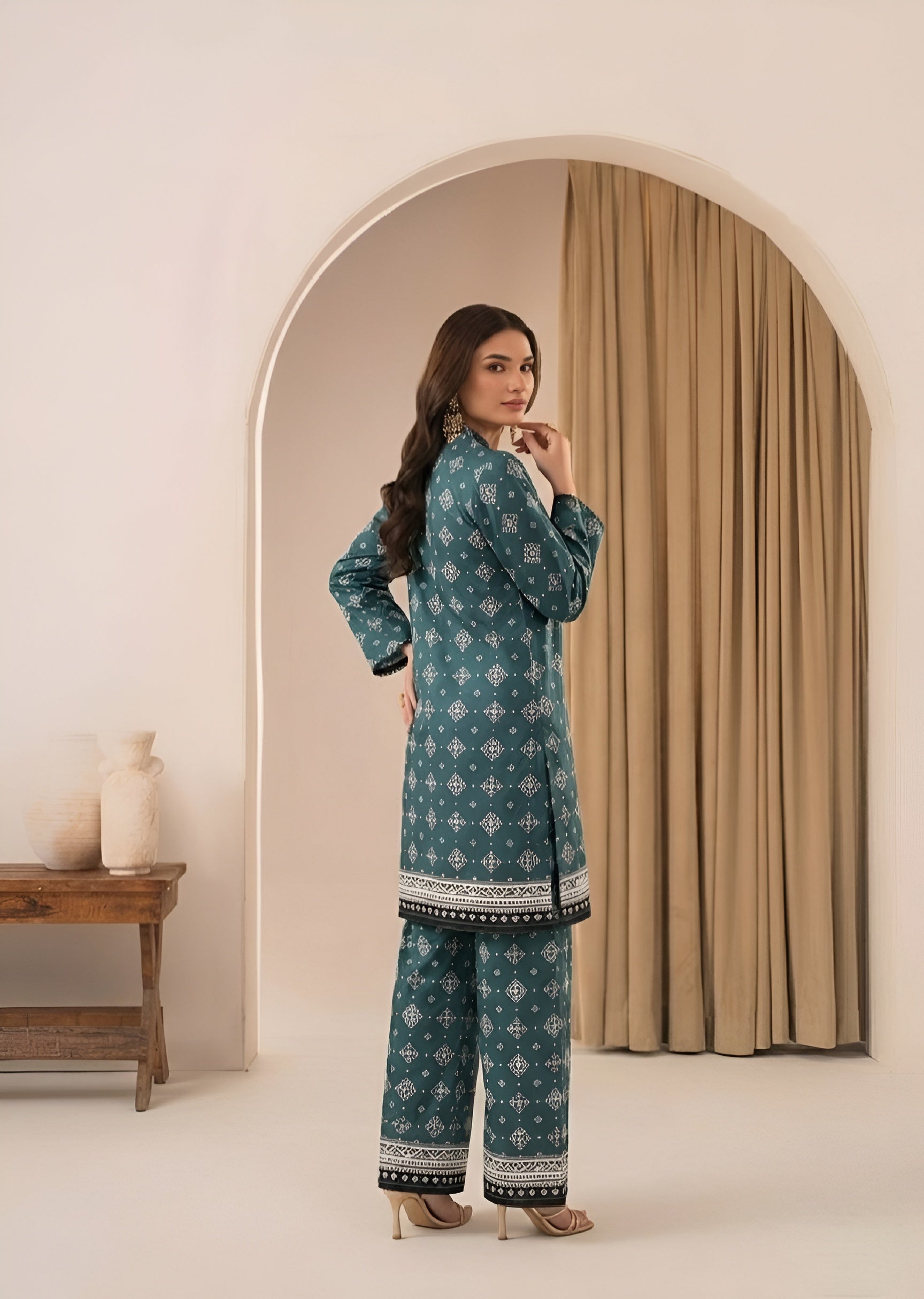 cotton Co Ord Sets in Pine green