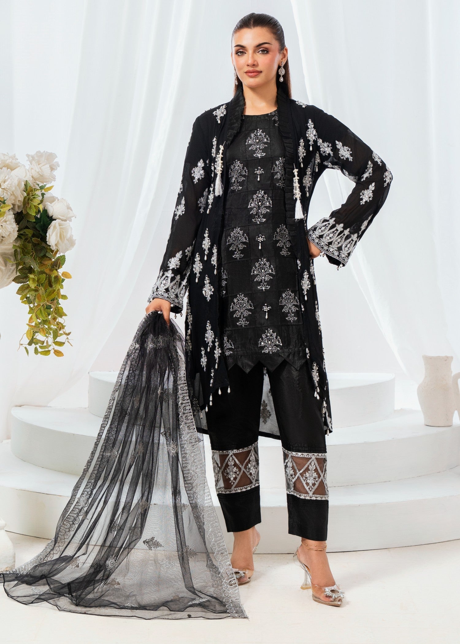 chiffon Gown in Black
