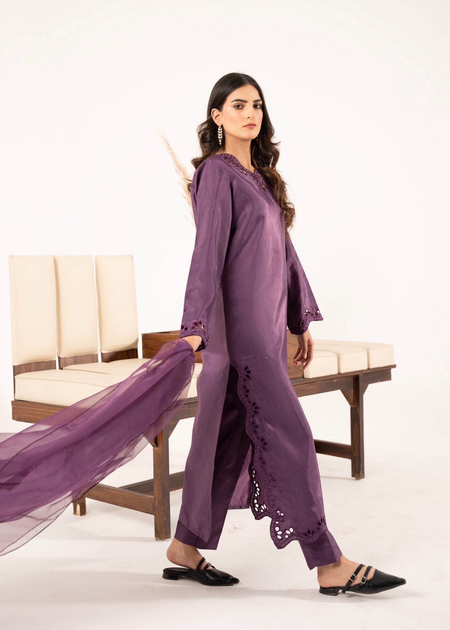 pk raw silk Kurta Set in Purple