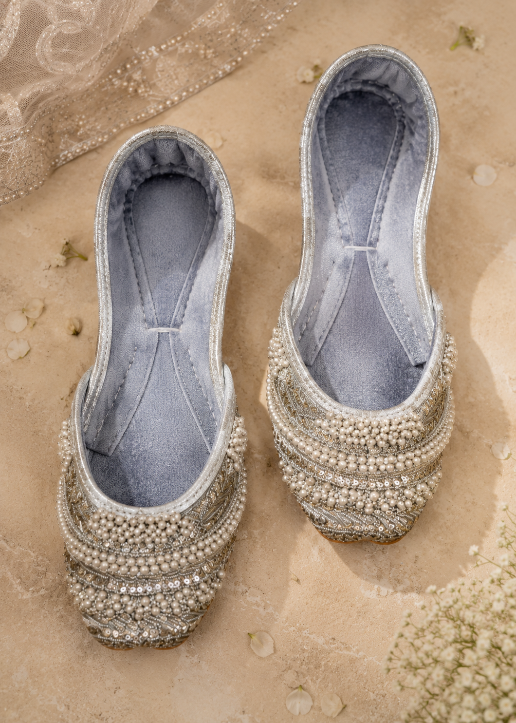 Khussa in Silver by - High Quality Women Khussa JRC7265