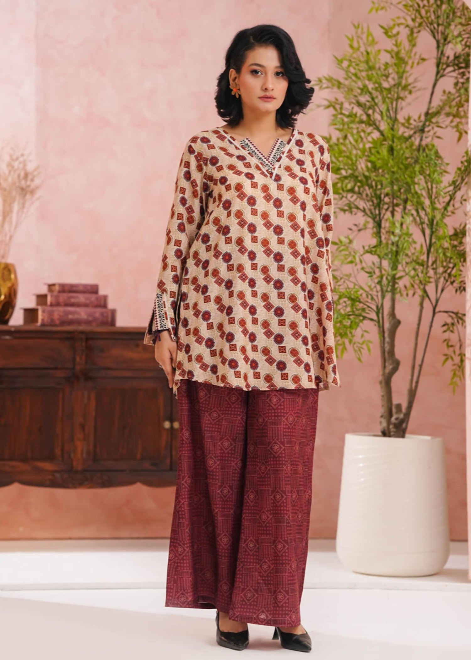 dobby Kurta Set in Multi
