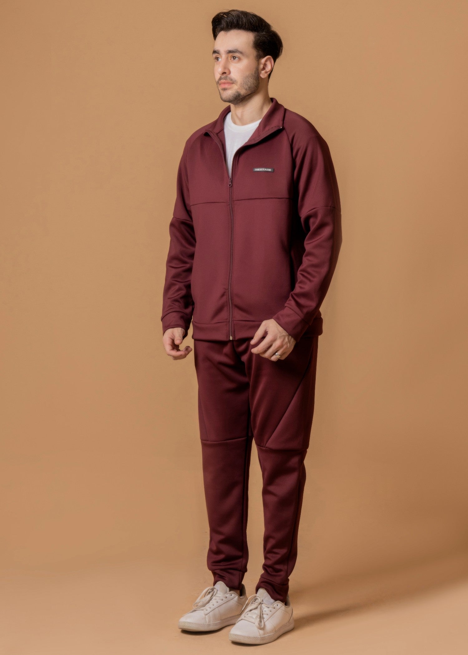 polyester-spandex Tracksuit in Maroon