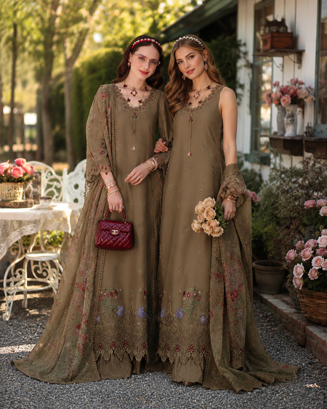 Noor Eid Printskhas Lawn – D8 – Mocha Sienna