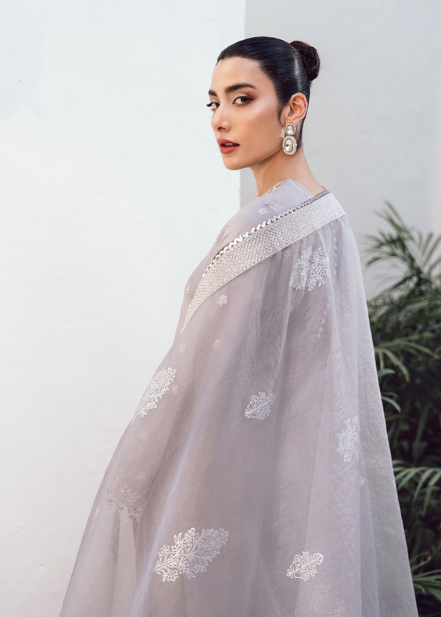 raw silk Kurta Set in Ash grey